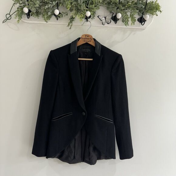 Rag and Bone Women's 0 Tuxedo Single Button Close Wool Blazer Jacket Blazer - Picture 6 of 6